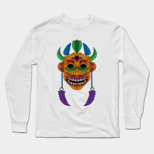 Wooden Tiki Mask Long Sleeve T-Shirt